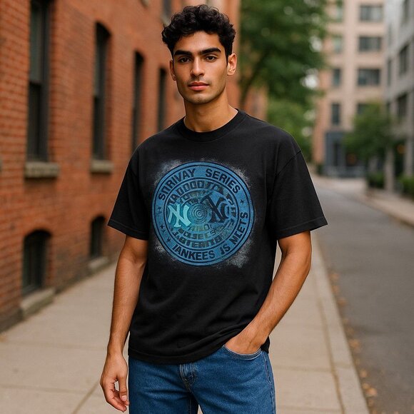 Vintage NY Yankees vs Mets Subway Series 2000 World Series T-Shirt Y2K Men's XL - Picture 3 of 9